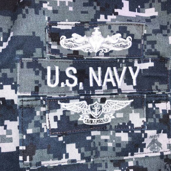 U.S. Navy Woman's Digital Military Jacket Uniform Small Camo Utility Collared Gr - Picture 10 of 15